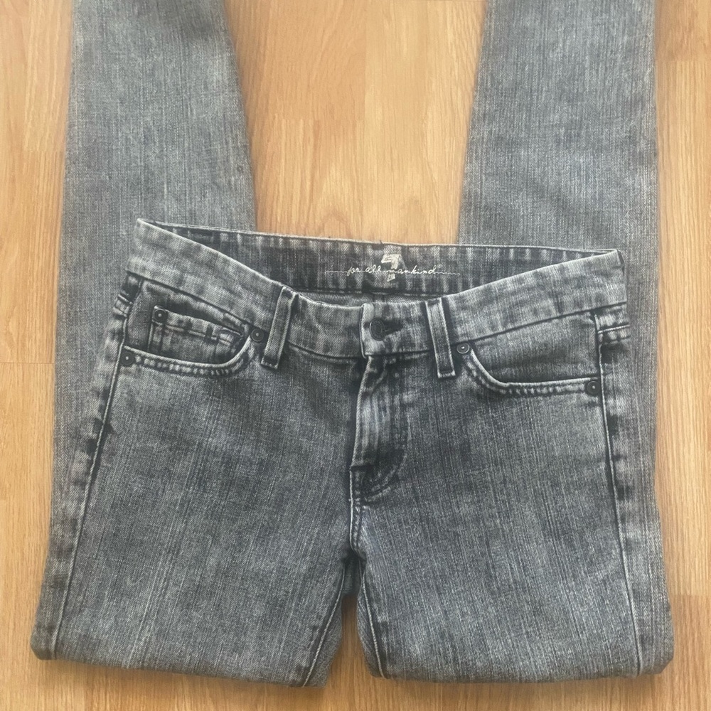 7 for all mankind gray/black skinny jeans